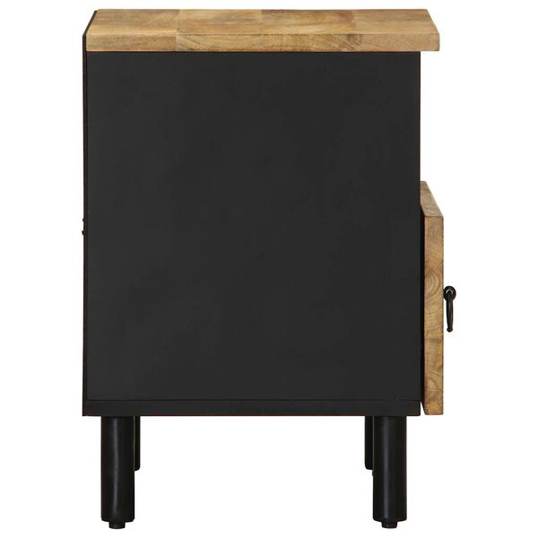 vidaXL Table de chevet noir 40x33x46 cm bois de manguier massif brut