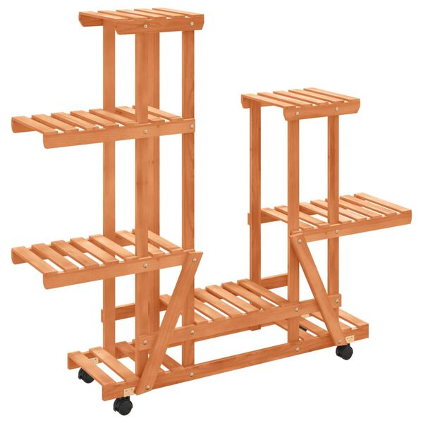 vidaXL Support &agrave; fleurs avec roues 95x25x101 cm bois massif de sapin