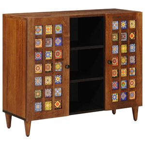 vidaXL Buffet avec porte Noyer 90 x 33,5 x 75 cm Bois de mangue massif