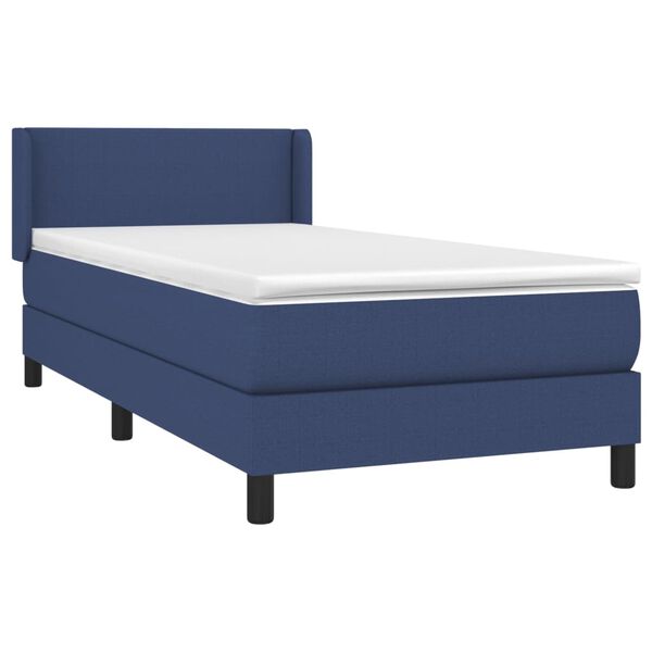 vidaXL Sommier &agrave; lattes de lit avec matelas Bleu 90x190 cm Tissu