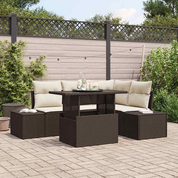 vidaXL Ensemble de canap&eacute; de jardin 5 pcs Marron polyrotin