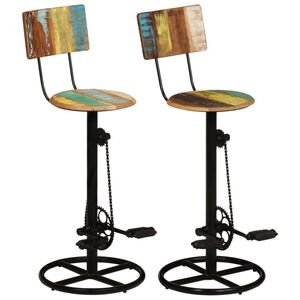vidaXL Tabourets de bar lot de 2 bois de r&eacute;cup&eacute;ration massif