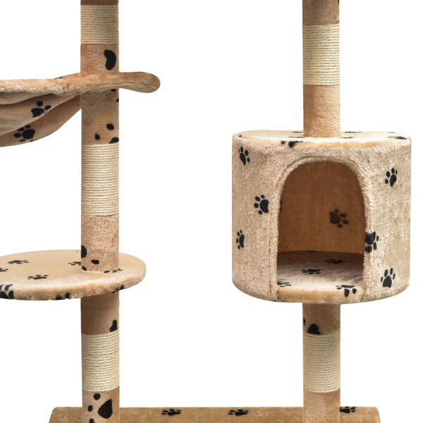 vidaXL Arbre à chat et griffoir Sisal 125 cm Empreintes de pattes Beige