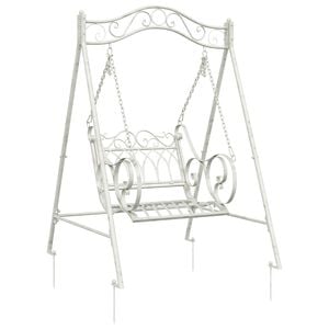 vidaXL Banc Balan&ccedil;oire Acier 113 x 121,5 x 168 cm Blanc antique