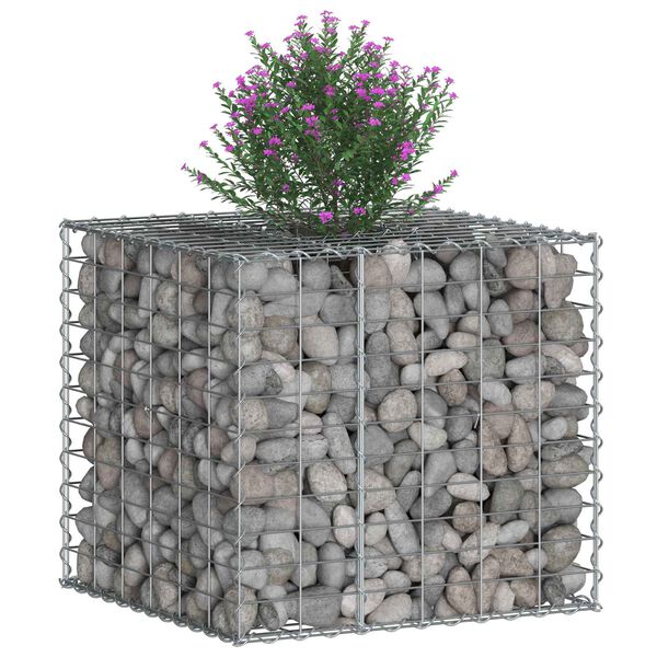 vidaXL Lit sur&eacute;lev&eacute; gabion Argent&eacute; 60 x 60 x 55 cm Acier galvanis&eacute;