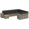 vidaXL Salon de jardin avec coussins 10 pcs gris r&eacute;sine tress&eacute;e