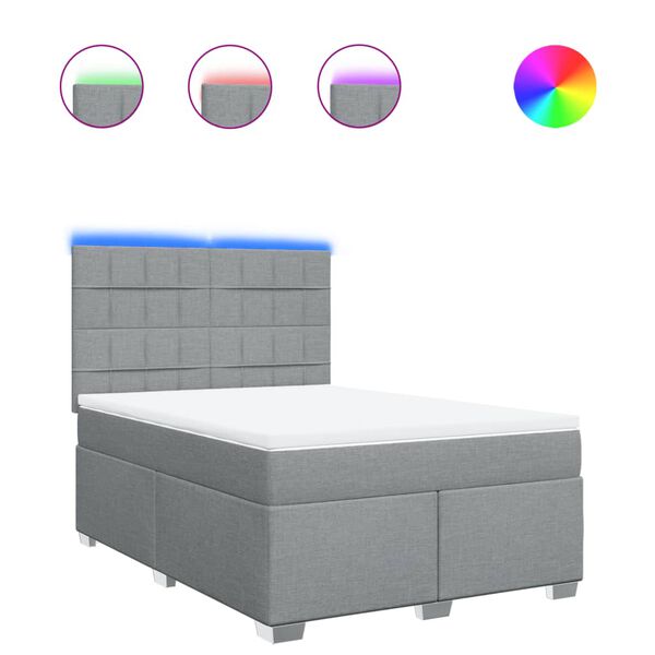 vidaXL Sommier &agrave; lattes de lit avec matelas Gris clair 140x190cm Tissu