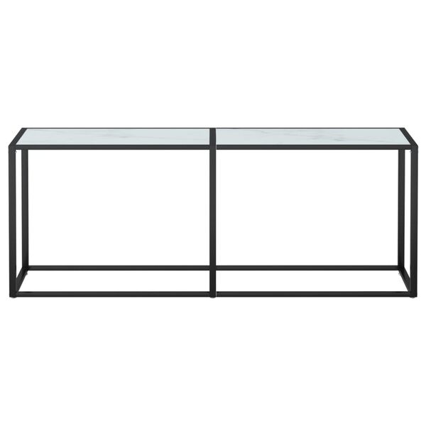vidaXL Table console Marbre blanc 200x35x75,5 cm Verre tremp&eacute;