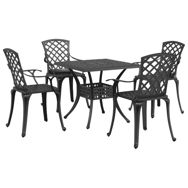 vidaXL Ensemble &agrave; manger de jardin 5 pcs noir aluminium coul&eacute;