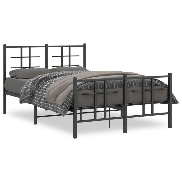 vidaXL Cadre de lit métal sans matelas avec pied de lit noir 120x200cm
