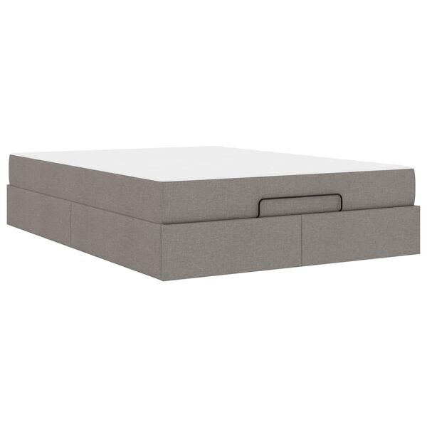 vidaXL Cadre de lit avec matelas avec matelas 2 pcs Taupe tissu