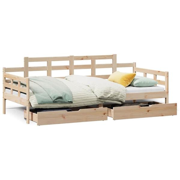 vidaXL Lit de jour avec tiroirs sans matelas 80x200 cm bois massif