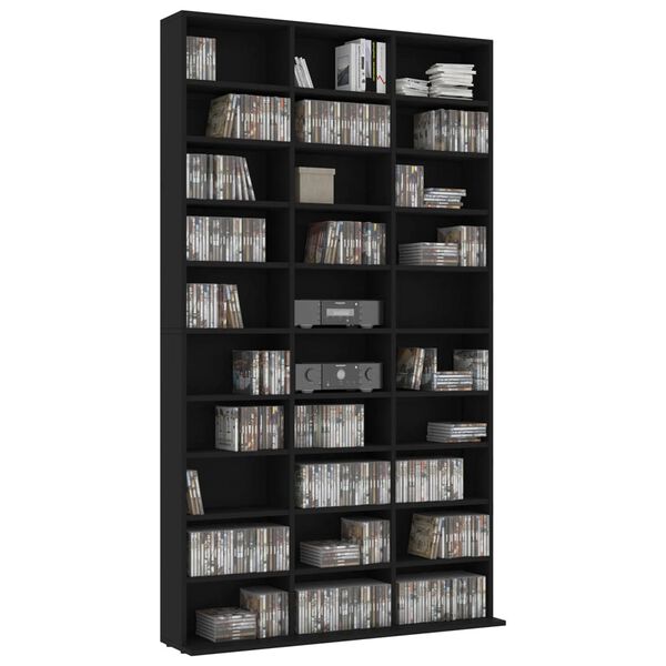vidaXL Armoire à CD Noir 102x16x177,5 cm Bois d'ingénierie
