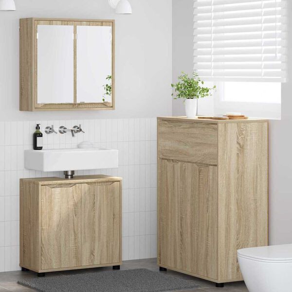vidaXL Ensemble de mobilier de salle de bain 3 pcs Ch&ecirc;ne Sonoma