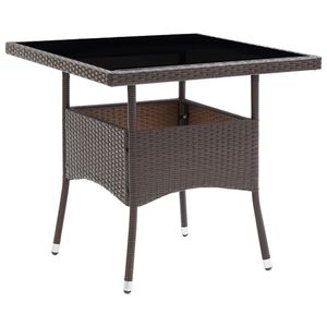 vidaXL Table de salle &agrave; manger de jardin Marron R&eacute;sine tress&eacute;e