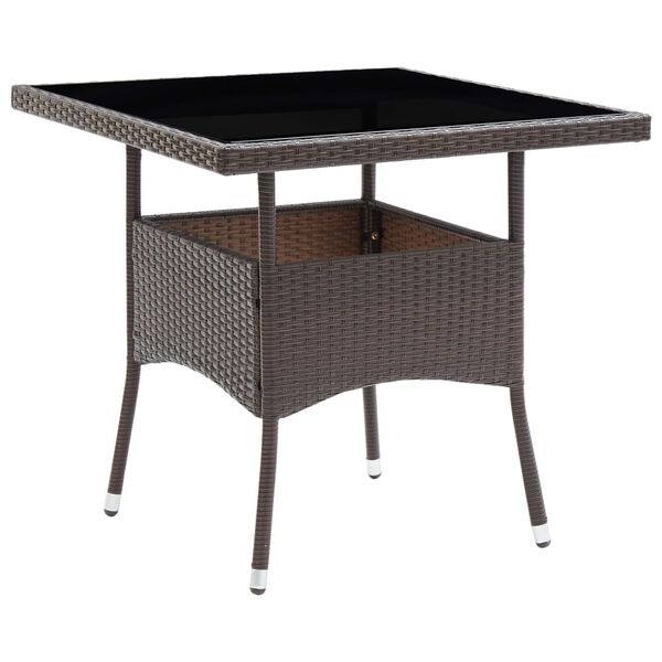 vidaXL Table de salle &agrave; manger de jardin Marron R&eacute;sine tress&eacute;e