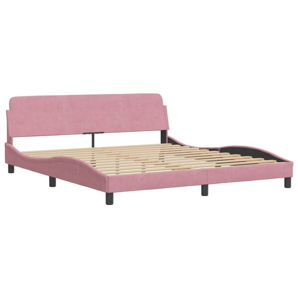 vidaXL Lit avec matelas rose 180x200 cm velours