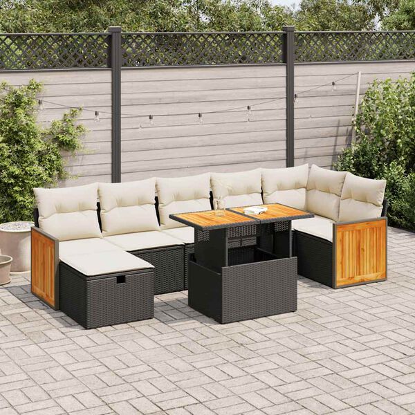 vidaXL Salon de jardin 5 pcs avec coussins noir r&eacute;sine tress&eacute;e
