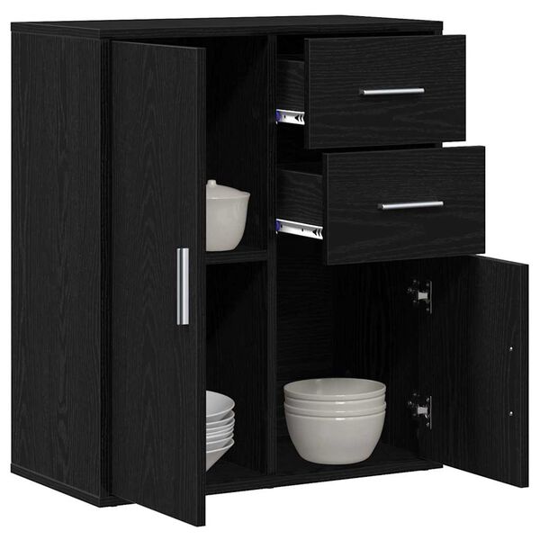 vidaXL Buffet avec tiroir Ch&ecirc;ne noir 60 x 31 x 70 cm Bois d'ing&eacute;nierie