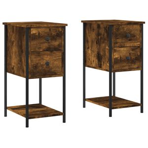 vidaXL Tables de chevet 2 pcs ch&ecirc;ne fum&eacute; 32x42x70 cm bois d'ing&eacute;nierie