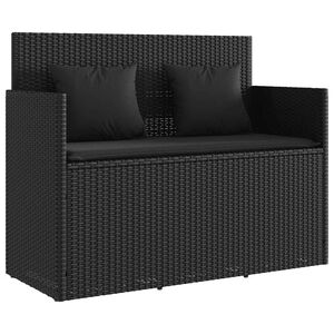 vidaXL Banc de jardin avec coussins noir r&eacute;sine tress&eacute;e