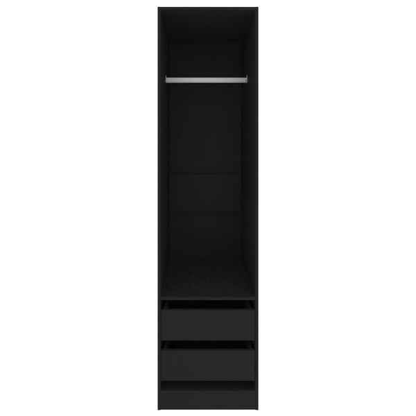 vidaXL Garde-robe avec tiroirs Noir 50x50x200 cm Bois d'ingénierie