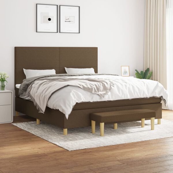 vidaXL Sommier &agrave; lattes de lit avec matelas Marron fonc&eacute; 180x200 cm