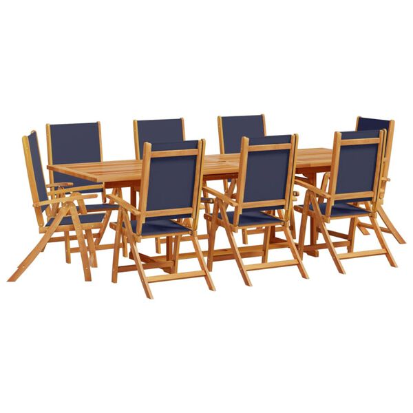 vidaXL Ensemble &agrave; manger de jardin 9pcs bois d'acacia solide textil&egrave;ne