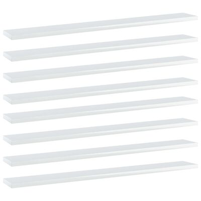 vidaXL Panneaux bibliothèque 8pcs Blanc brillant 80x10x1,5cm Aggloméré