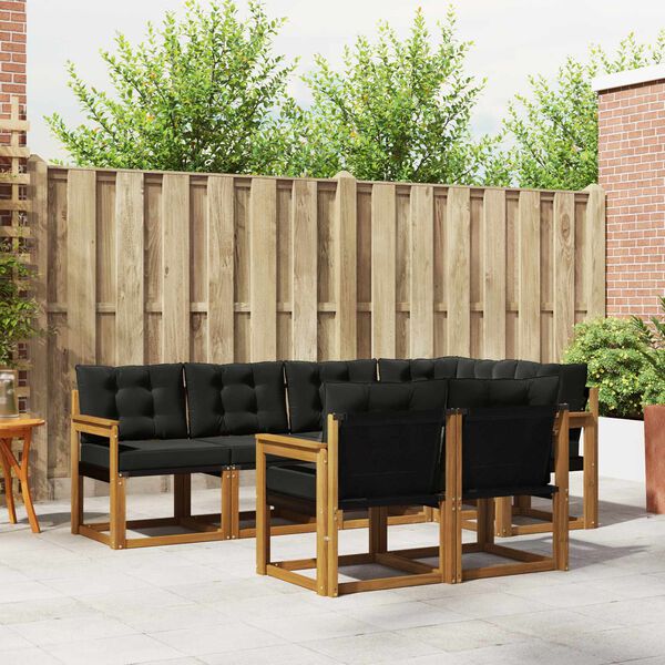 vidaXL Ensemble de canap&eacute;s d'ext&eacute;rieur 7 pcs Naturel et Noir