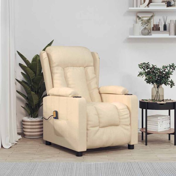 vidaXL Fauteuil de massage Crème Tissu