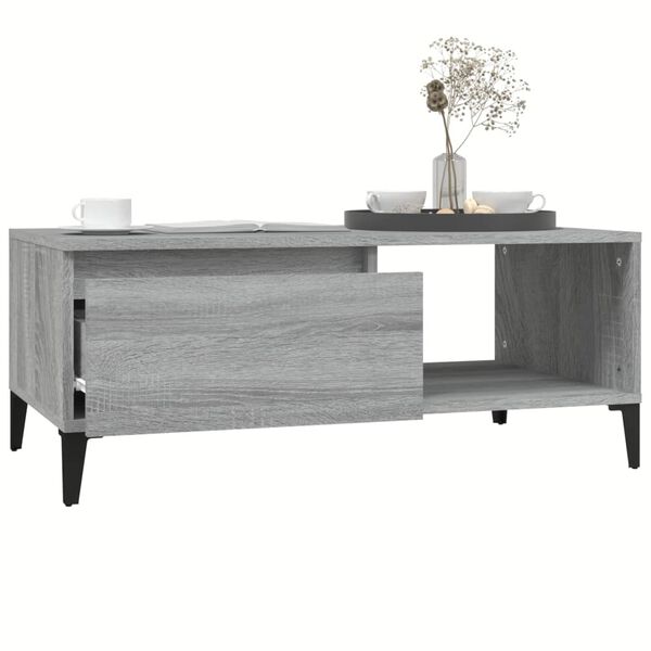 vidaXL Table basse Sonoma gris 90x50x36,5 cm Bois d'ingénierie