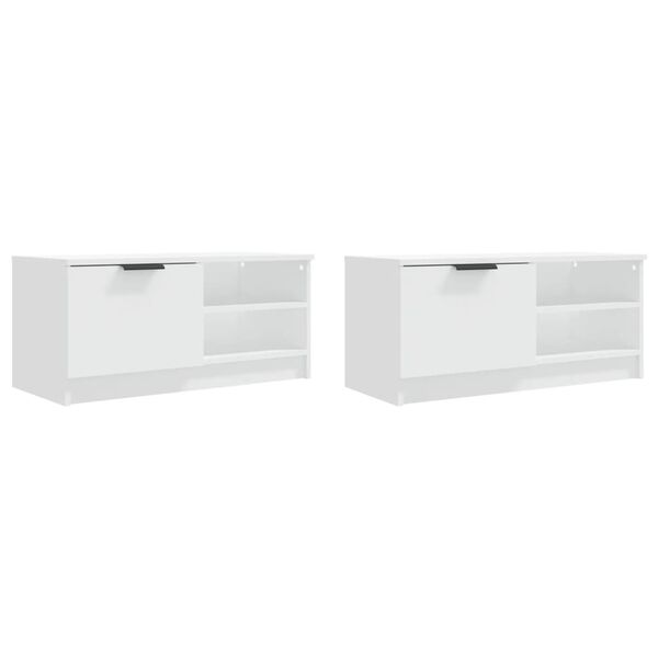 vidaXL Meubles TV 2 pcs Blanc 80x35x36,5 cm Bois d'ing&eacute;nierie