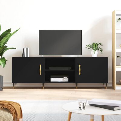 vidaXL Meuble TV noir 150x30x50 cm bois d'ingénierie