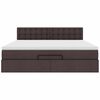 vidaXL Lit ottoman avec matelas et LED Marron fonc&eacute; 180x200 cm tissu
