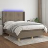 vidaXL Sommier &agrave; lattes de lit matelas et LED Taupe 140x190 cm Tissu