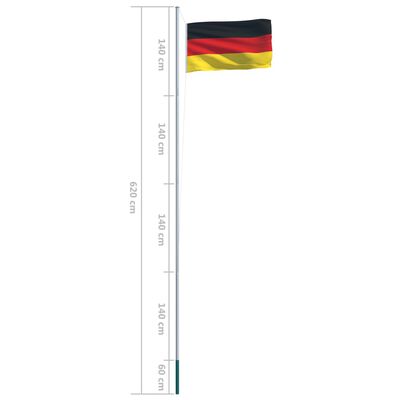 vidaXL Drapeau allemand et mât en aluminium 6,2 m