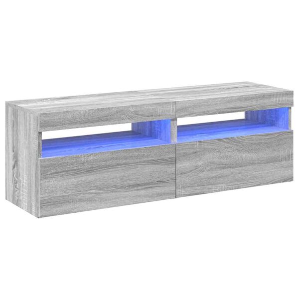 vidaXL Meubles TV 2 pcs avec lumières LED Sonoma gris 60x35x40 cm