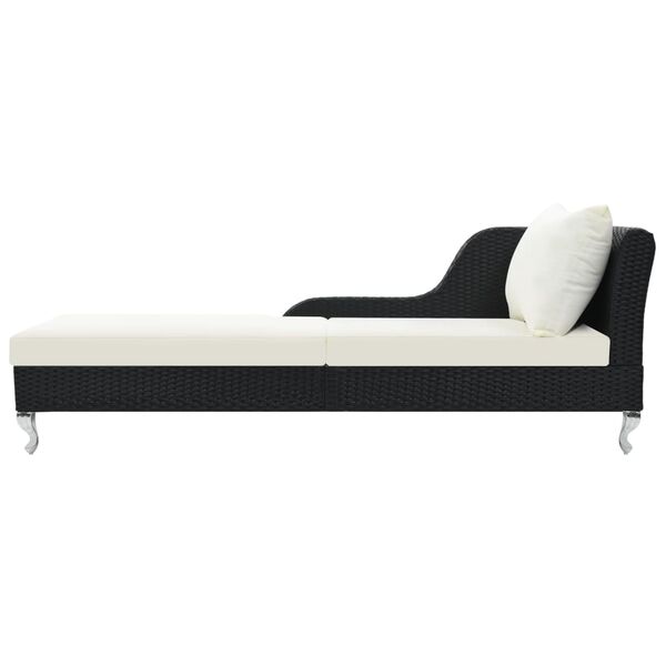 vidaXL Chaise longue avec coussin R&eacute;sine tress&eacute;e Noir