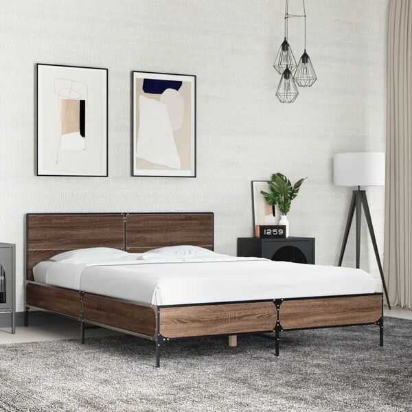 vidaXL Cadre de lit sans matelas ch&ecirc;ne marron 140x200 cm