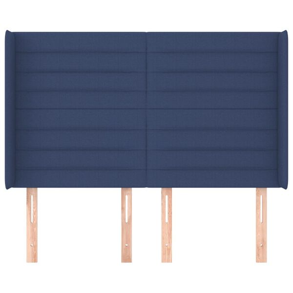 vidaXL T&ecirc;te de lit avec oreilles Bleu 147x16x118/128 cm Tissu
