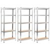 vidaXL &Eacute;tag&egrave;res &agrave; 5 niveaux 3 pcs Argent&eacute; Acier et bois d'ing&eacute;nierie