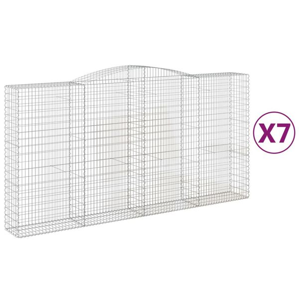 vidaXL Paniers à gabions arqués 7 pcs 400x50x200/220 cm Fer galvanisé