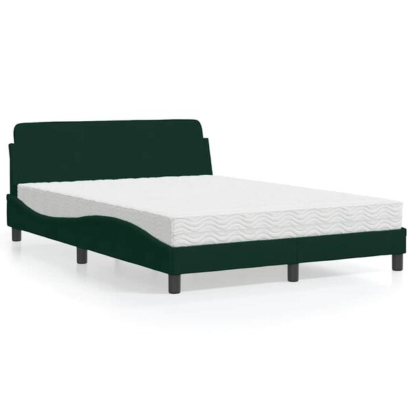 vidaXL Lit avec matelas Dover vert fonc&eacute; 120x200 cm velours