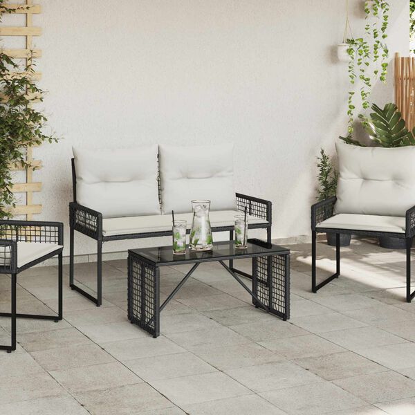 vidaXL Table de jardin Noir 80 x 40 x 40 cm Rattan PE et Verre