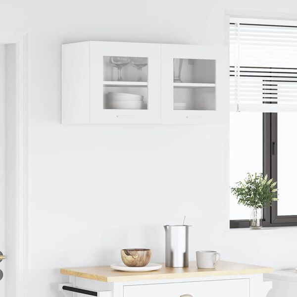 vidaXL Armoire suspendue Blanc 80 x 31 x 40 cm Bois d'ing&eacute;nierie