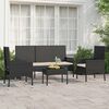 vidaXL Salon de jardin 4 pcs avec coussins Noir R&eacute;sine tress&eacute;e
