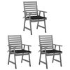 vidaXL Chaises &agrave; manger d'ext&eacute;rieur lot de 3 et coussins Acacia massif