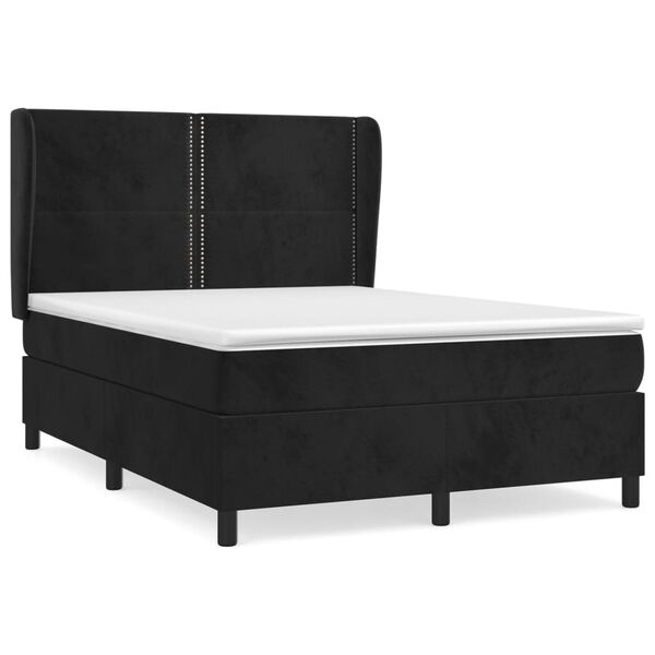 vidaXL Sommier &agrave; lattes de lit avec matelas Noir 140x200 cm Velours