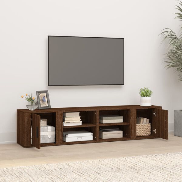 vidaXL Meubles TV 2 pcs Ch&ecirc;ne marron 80x31,5x36 cm Bois d'ing&eacute;nierie